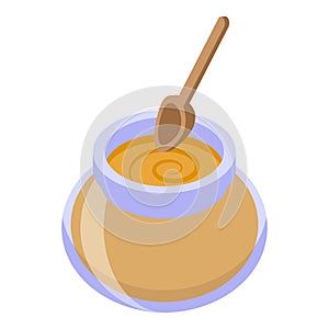 Cream spoon jar icon isometric vector. Cooking gastronomy