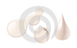 Cream Strokes, Blobs Or Drops, Realistic 3d Vector Samples Of White Cosmetic Product. Isolated Brush Stroke Texture