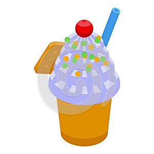 Cream sweet drink icon isometric vector. New York city food