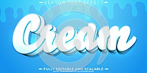 Cream text effect, editable white and dessert text style