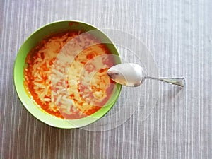 Cream tomato soup with cheesse. homemade healthy organic vegetarian vegan diet fresh food meal dish soup lunch,