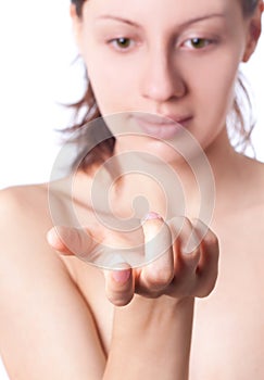 Cream on the women hand