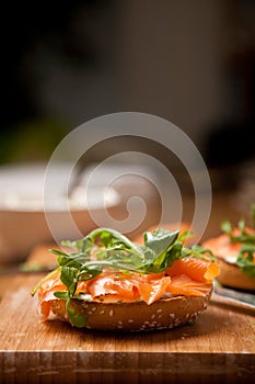 Creamcheese and salmon bagel