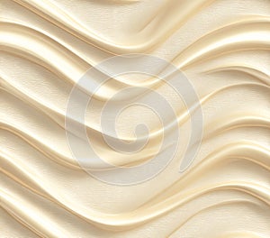 Creamy Beige Silk Waves Elegant Fabric Texture Background