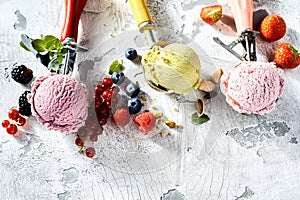 Creamy berry and nut ice cream flavours