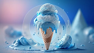 Creamy blue ice cream Generative Illustration AI