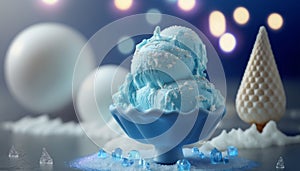 Creamy blue ice cream Generative Illustration AI