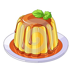 Creamy caramel flan dessert. Vector illustration. photo