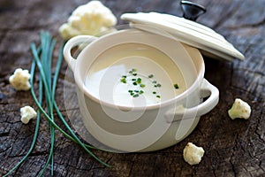 Creamy cauliflower soup photo
