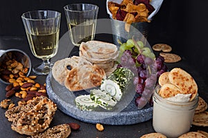Cheese with bread and crackers