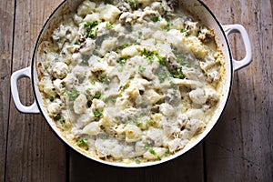 Creamy chicken  mushroom  gnocchi parsley bake