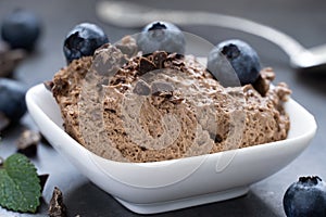 Creamy Chocolate Mousse with blueberries