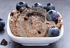 Creamy Chocolate Mousse with blueberries