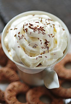 Creamy coffee and cookies