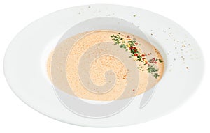 Creamy crab soup bisque with spices