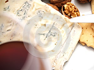 Creamy gorgonzola cheese, nuts, and biscuits