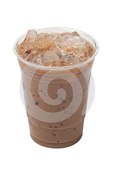 Creamy Iced Coffee Cappuccino Isolation On White