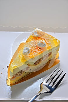 Creamy jelly mango peach cutcake