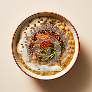 Creamy Lentil Soup With Yoghurt And Toppings