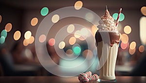Creamy milkshake on the table Generative AI