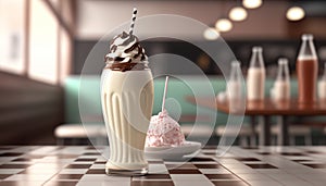 Creamy milkshake on the table Generative AI