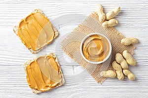 Creamy peanut butter. Paste in bowl and sandwich.