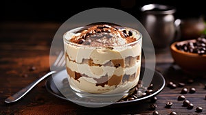 creamy portion tiramisu food