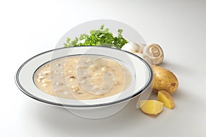 Creamy potato mushroom soup photo