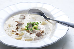 creamy potato soup with mushrooms
