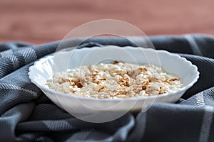 Creamy rice pudding with cinnamon