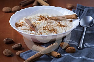 Creamy rice pudding with cinnamon