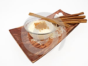 Creamy rice pudding with cinnamon