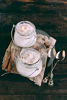 Creamy rice pudding with cinnamon