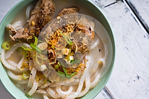 Creamy rich chicken paitan udon soup