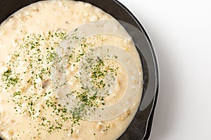 Creamy risotto on a white background