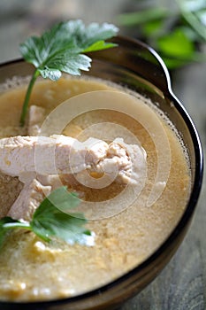 Creamy soup with chicken