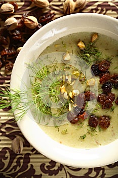 Creamy soup made from carp