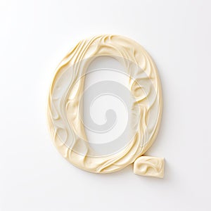 Creamy Texture White Letter Q On Background