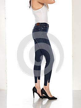Crease & Clips Slim Women`s Light Blue Jeans, Double Black jeans - Fade Resistant This mid-rise jeans, super skinny hugs every