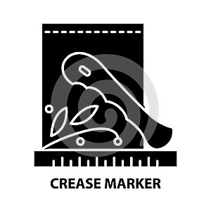 crease marker symbol icon, black vector sign with editable strokes, concept illustration