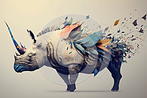 Create an abstract animal that embodies the concept of freedom . rhinoceros wallpaper Generative AI