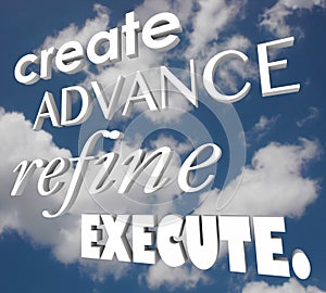 Create Advance Refine Execute 3d Words Strategy Plan photo