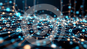 create an artistic representation of a nighttime network or digital munication infrastructure using geometric shapes
