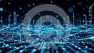 create an artistic representation of a nighttime network or digital munication infrastructure using geometric shapes