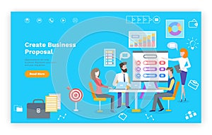 Create Business Proposal, Teamwork Website Vector