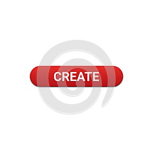 Create button with red color on white background for website and UI material