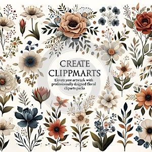 Create Clipmarts Elevate your artwark with professionally dsigned floral cliparts packs