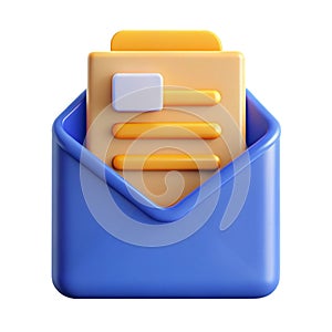 Create Email Document 3D Icon with Paper and Mail Symbol for Writing and Communication Graphics