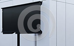 Create Eye-Catching Outdoor Business Signage with Blank Black and White Mockup for Your Company Logo. photo