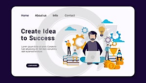 Create idea to success landing page template graphic design illustration